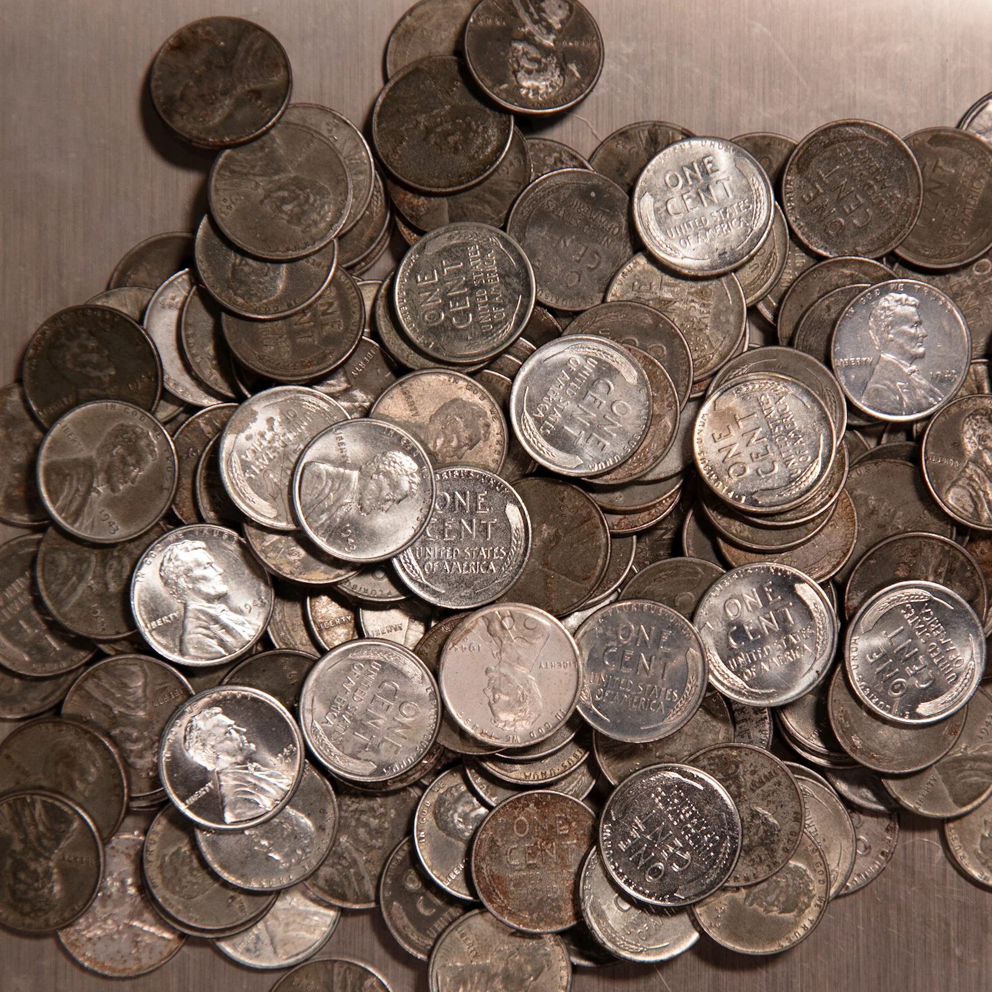 100 1943 P/D/S Steel Wheat Pennies CULL/GOOD - Image 3