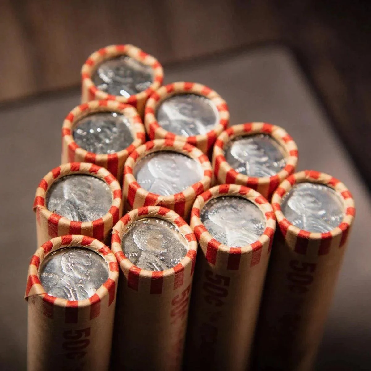 1909-1958 Wheat Cent Roll w/ Two 1943 Steel Cent Caps - Image 3
