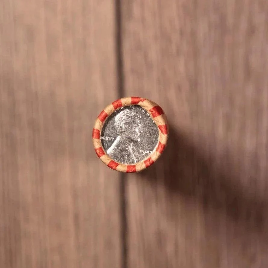 1909-1958 Wheat Cent Roll w/ Two 1943 Steel Cent Caps - Image 4