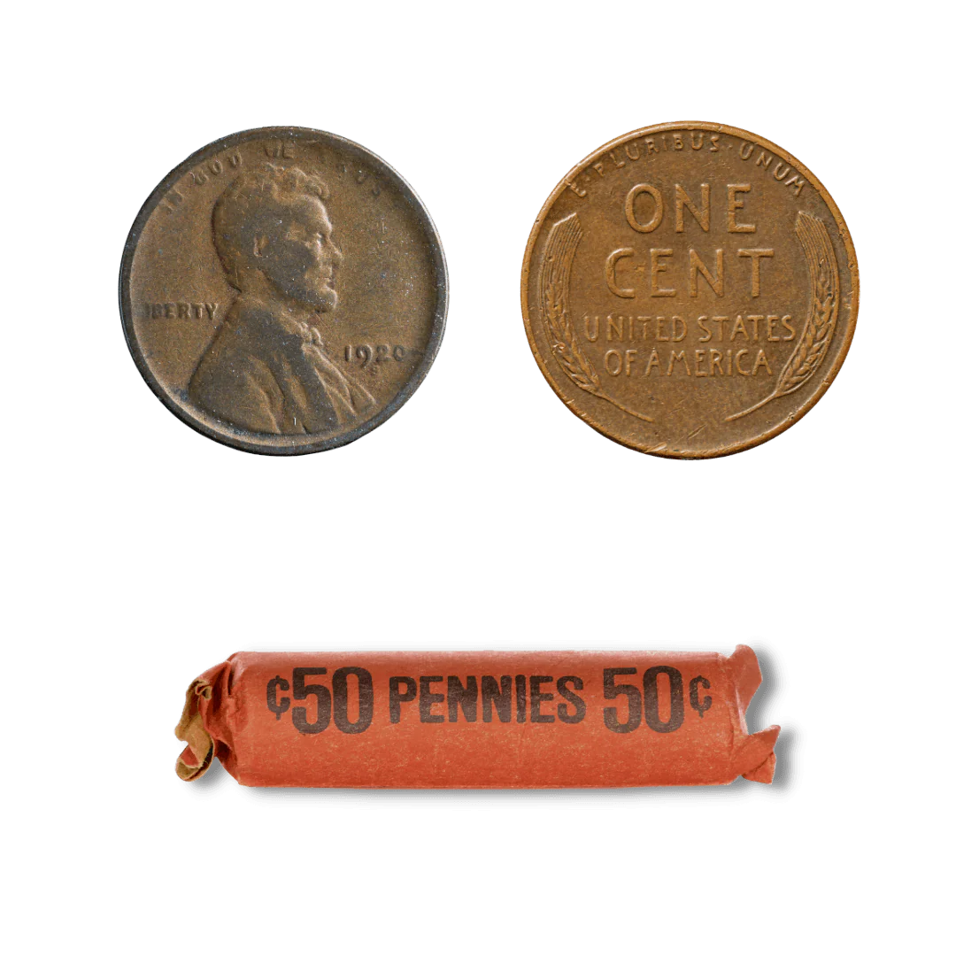 1920-1929 Wheat Cent 50 Count Roll P/D/S Avg Circulated