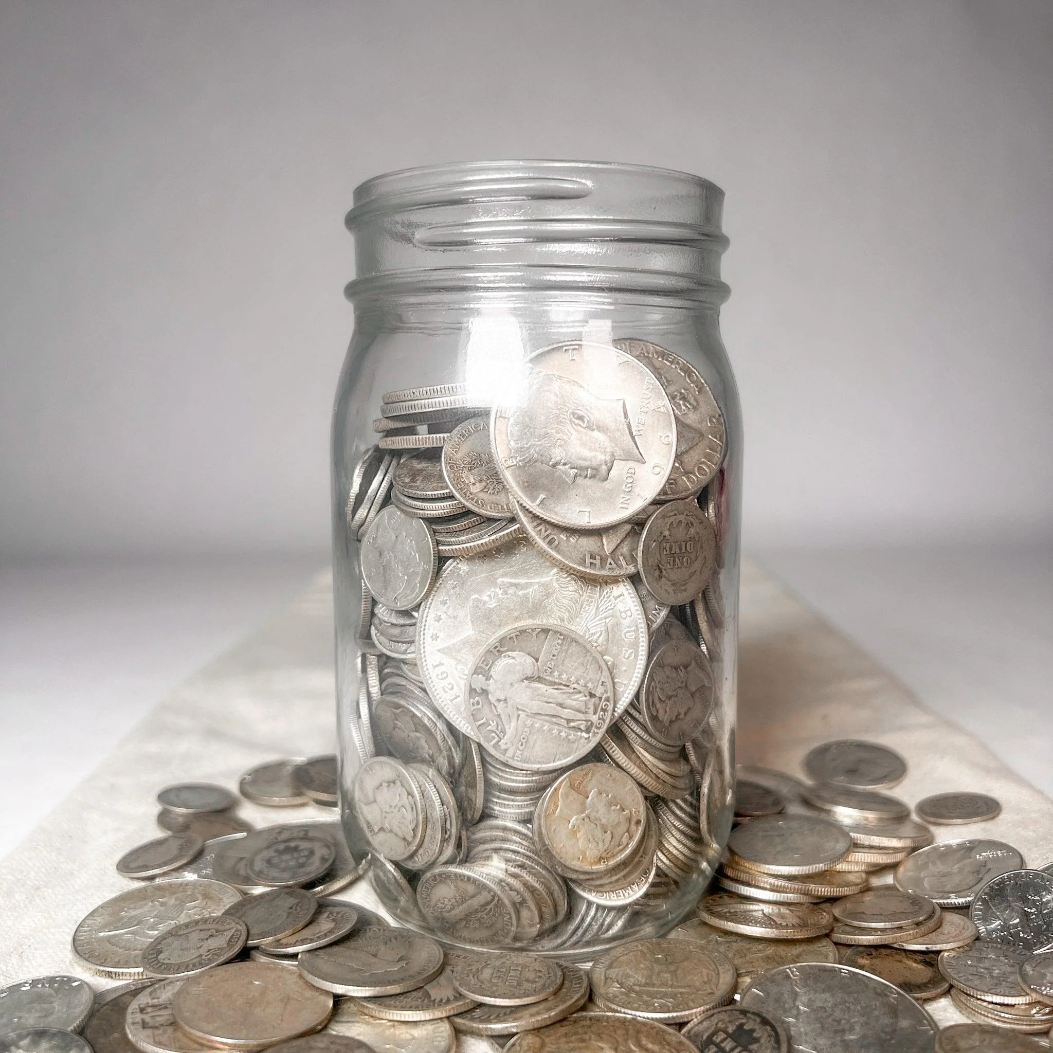 Full Mason Jar Silver Coin Mixed Lot | Estate Sale Liquidation