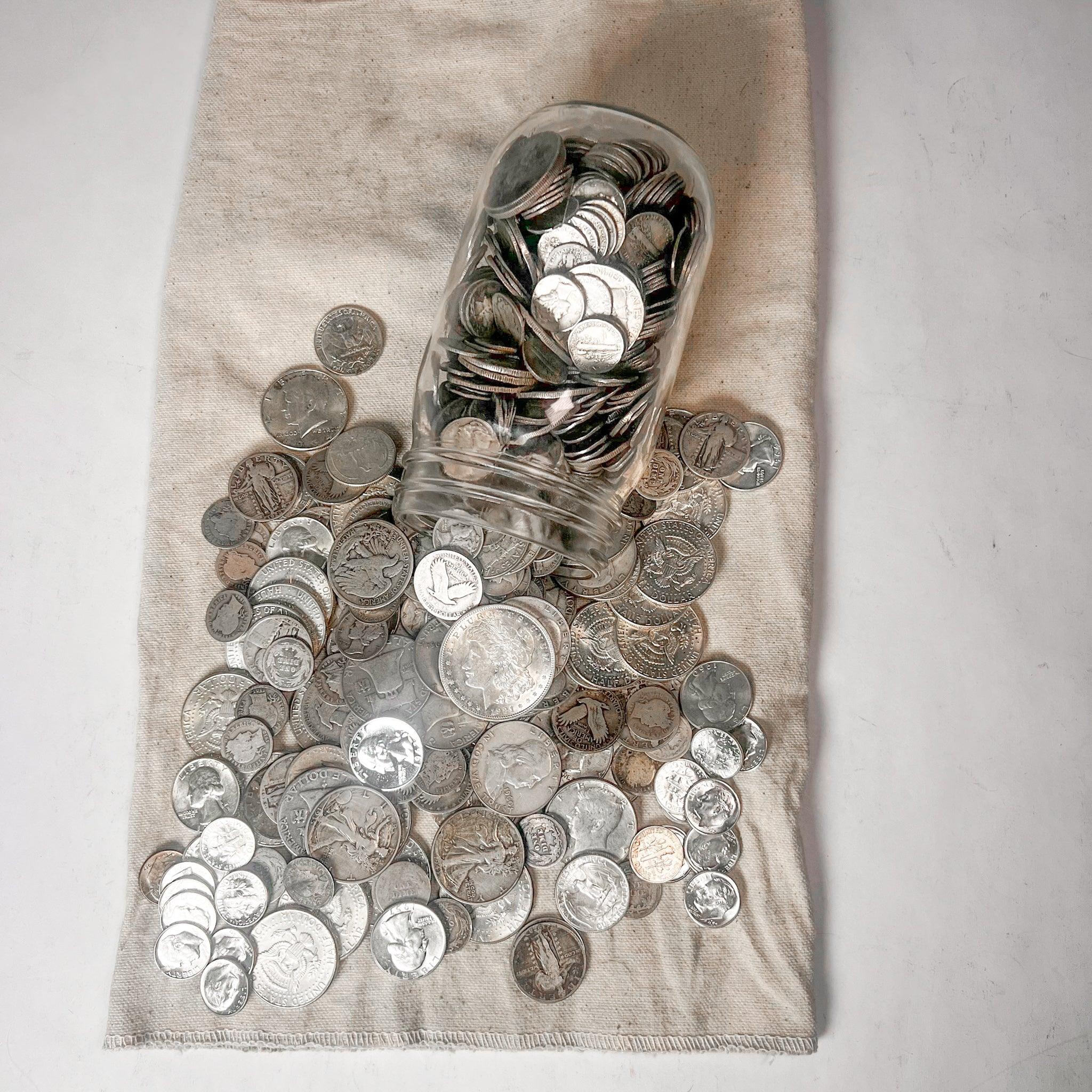 Full Mason Jar Silver Coin Mixed Lot | Estate Sale Liquidation - Image 2