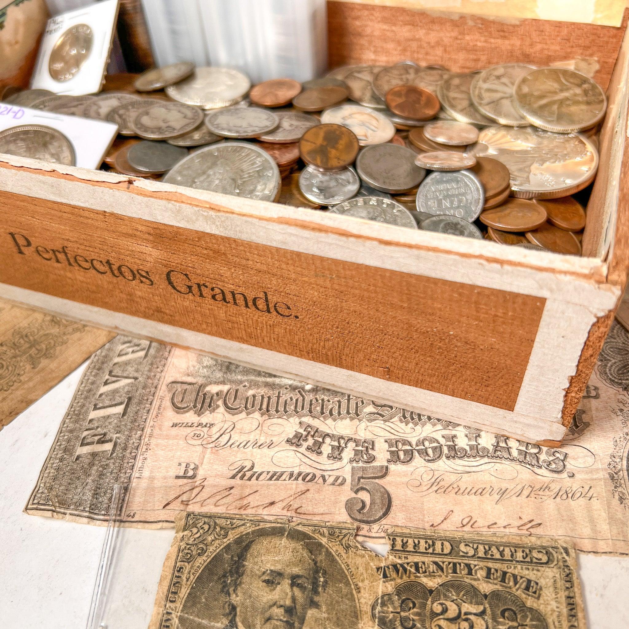 Vintage Cigar Box Mixed U.S. Coin Hoard - Image 2