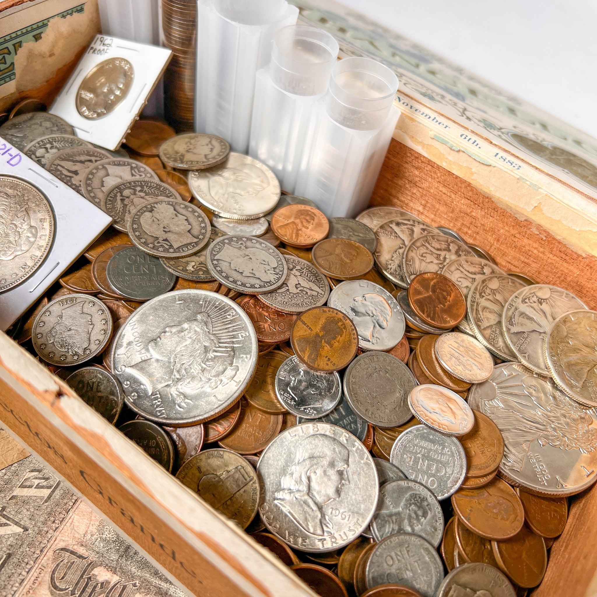 Vintage Cigar Box Mixed U.S. Coin Hoard - Image 3