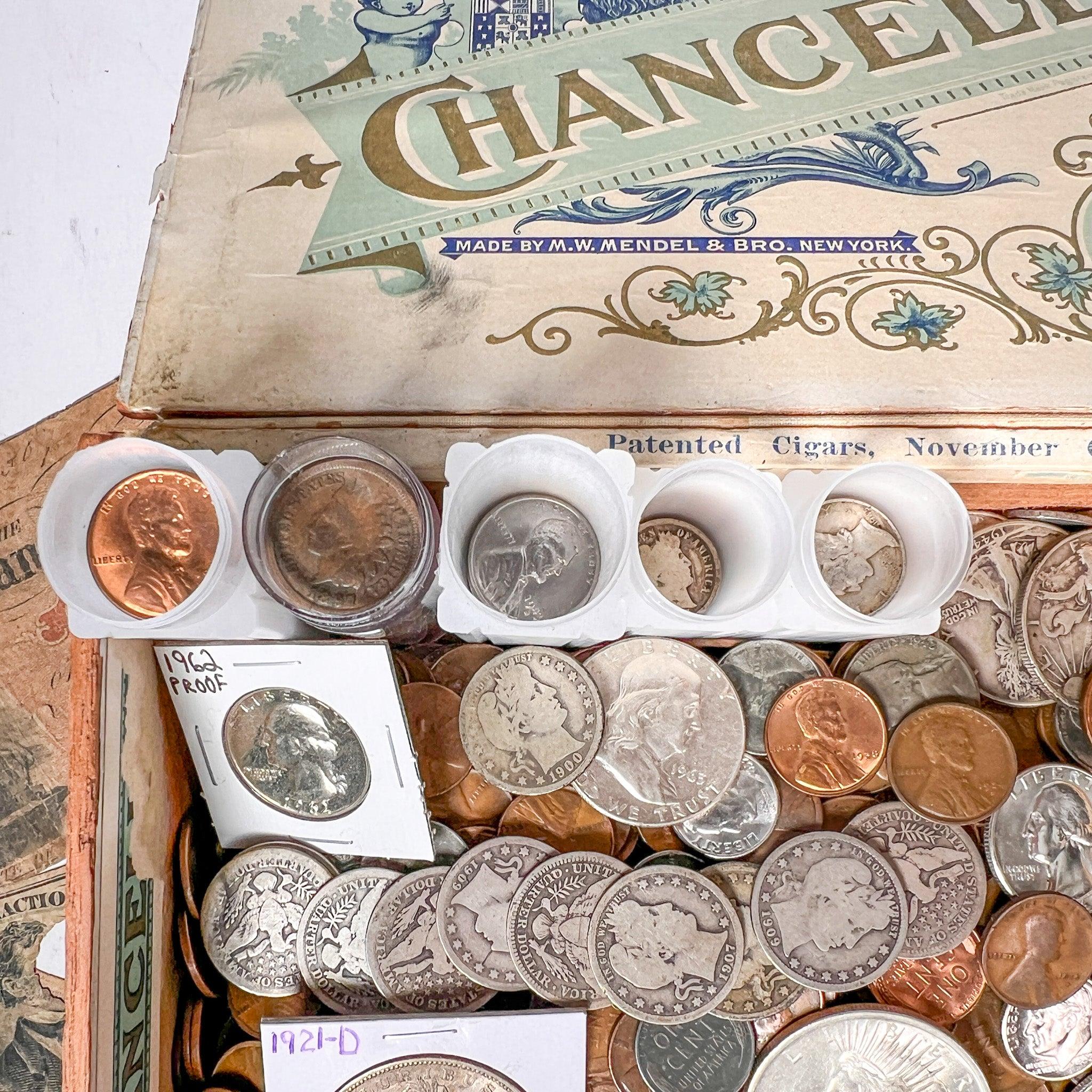 Vintage Cigar Box Mixed U.S. Coin Hoard - Image 5