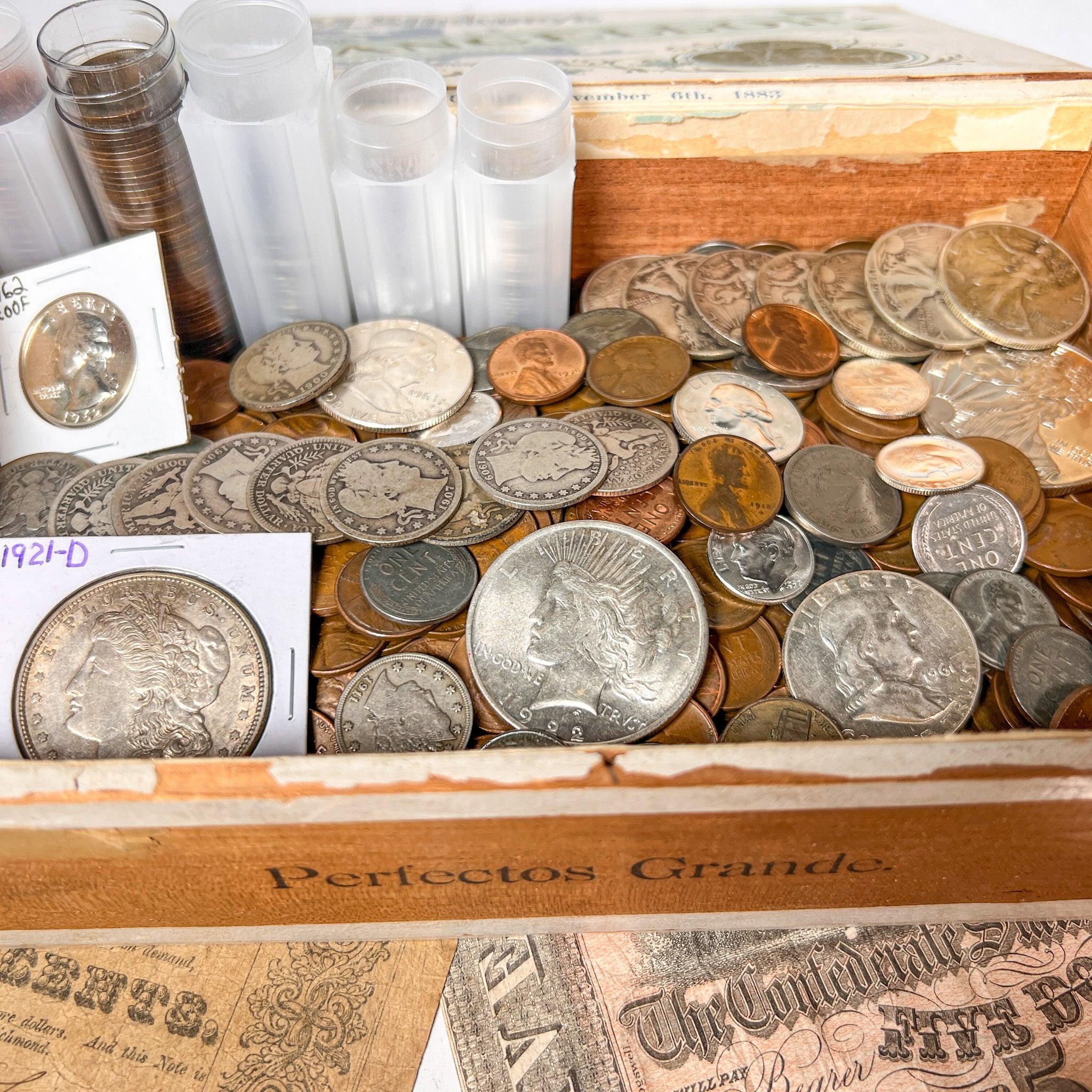 Vintage Cigar Box Mixed U.S. Coin Hoard - Image 6