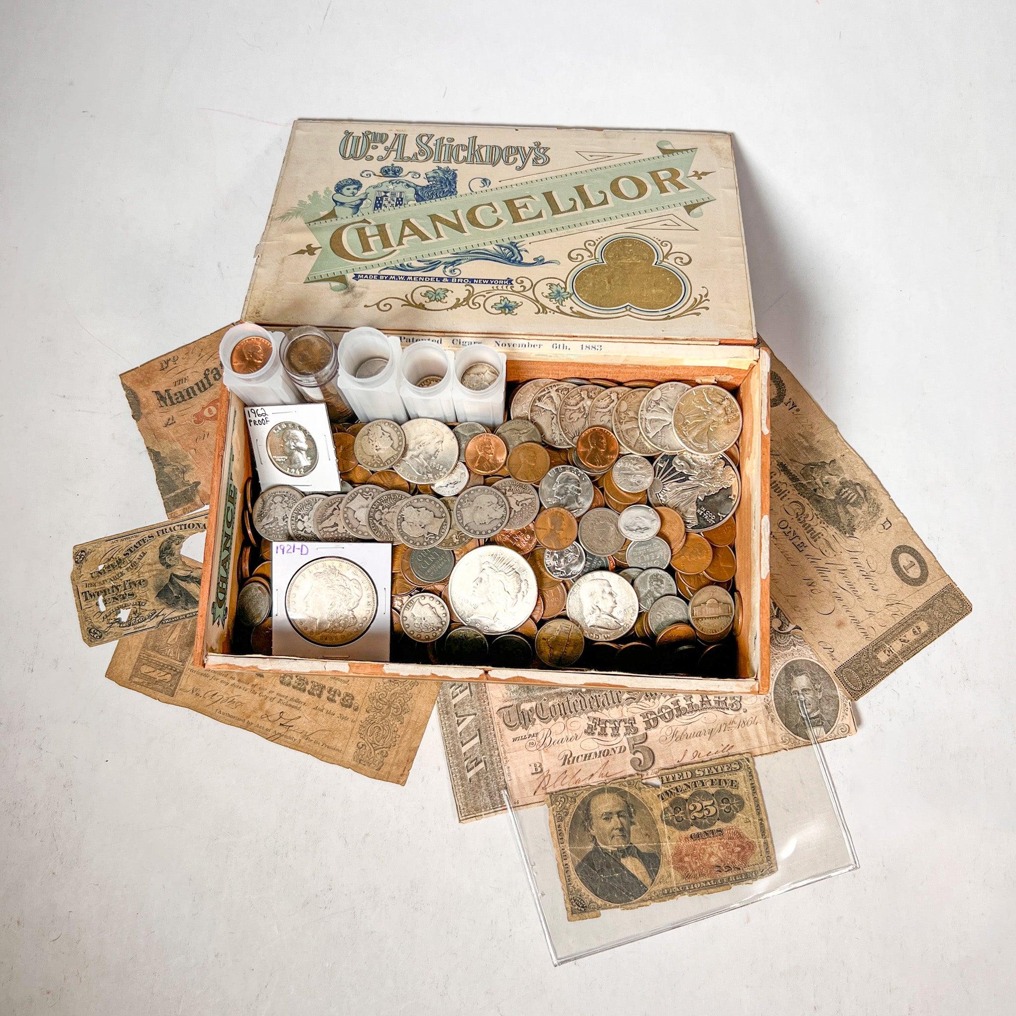 Vintage Cigar Box Mixed U.S. Coin Hoard - Image 7